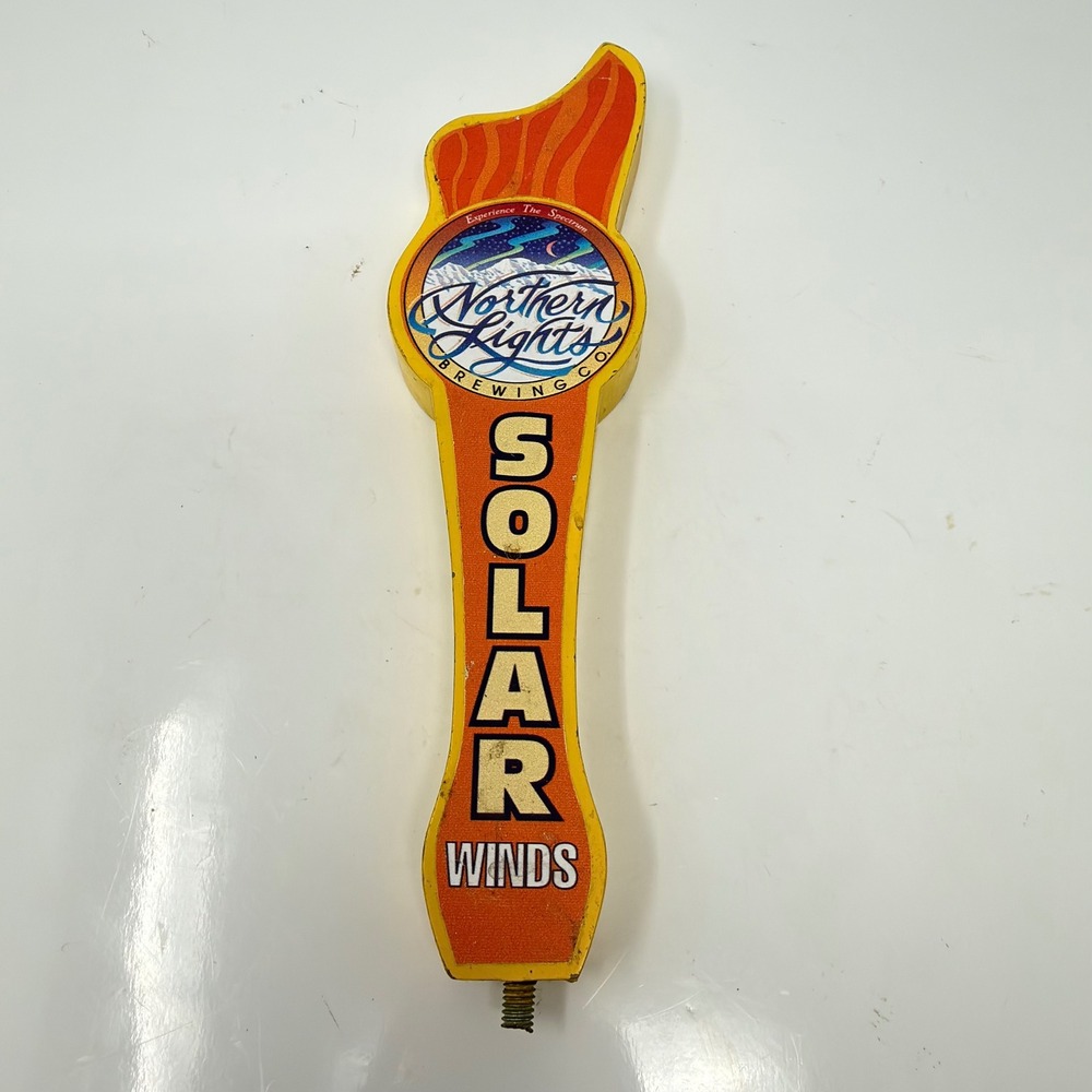 Northern Lights Brewing Solar Winds Tap Handle Yellow Orange Blue Vintage